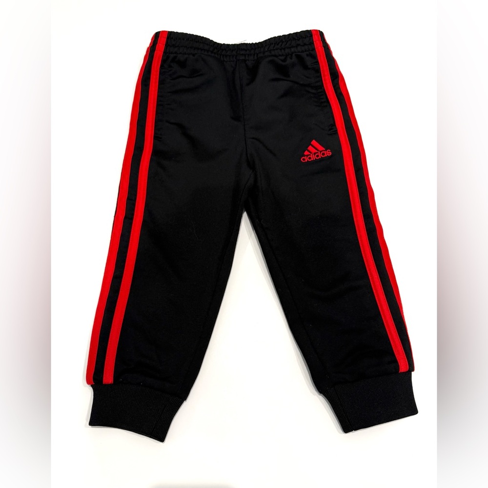 Adidas Toddler 2T Black and Red Jogger Pants